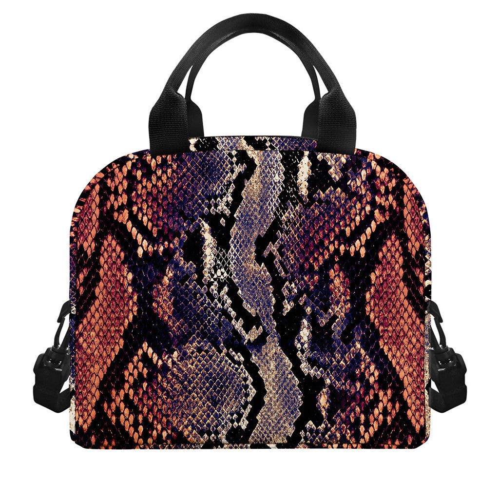 Blue And Red Snakeskin Print Insulated Lunch Bag