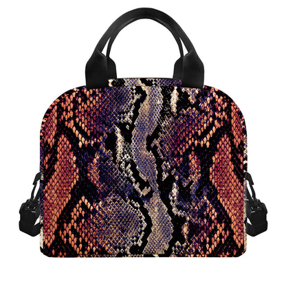Blue And Red Snakeskin Print Insulated Lunch Bag
