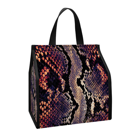 Blue And Red Snakeskin Print Insulated Lunch Tote