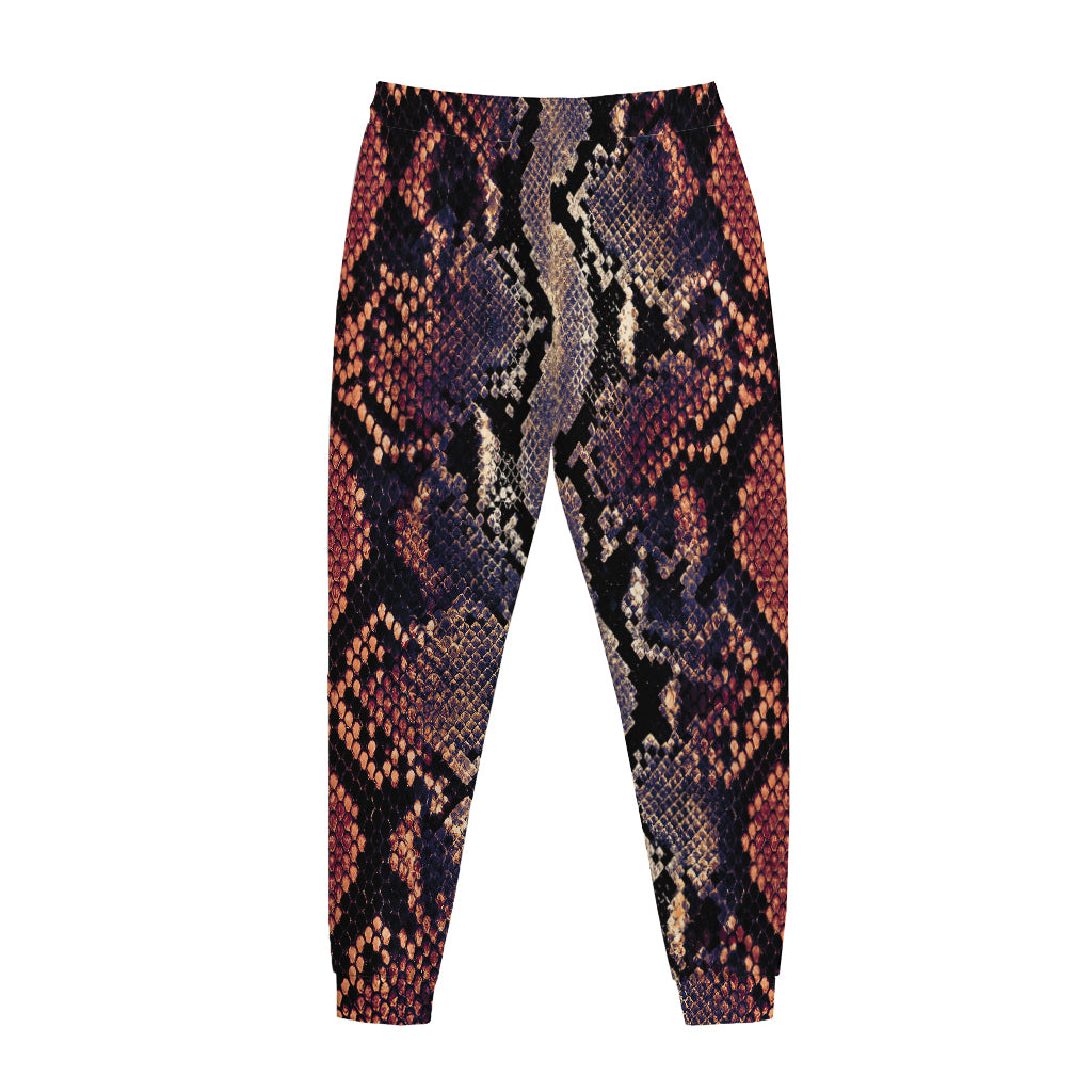 Blue And Red Snakeskin Print Jogger Pants