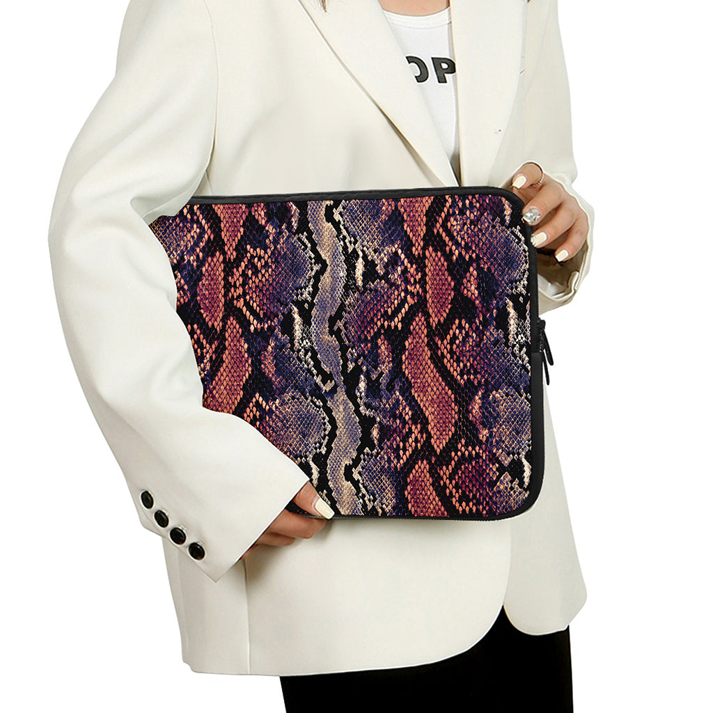 Blue And Red Snakeskin Print Laptop Sleeve