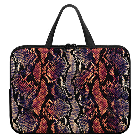 Blue And Red Snakeskin Print Laptop Sleeve With Handle