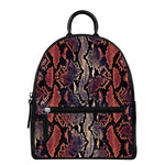 Blue And Red Snakeskin Print Leather Backpack