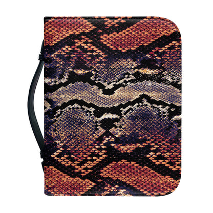 Blue And Red Snakeskin Print Leather Bible Cover