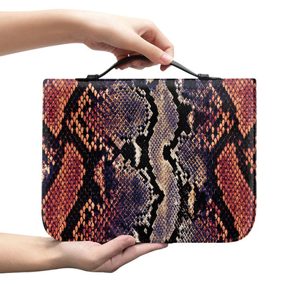 Blue And Red Snakeskin Print Leather Bible Cover