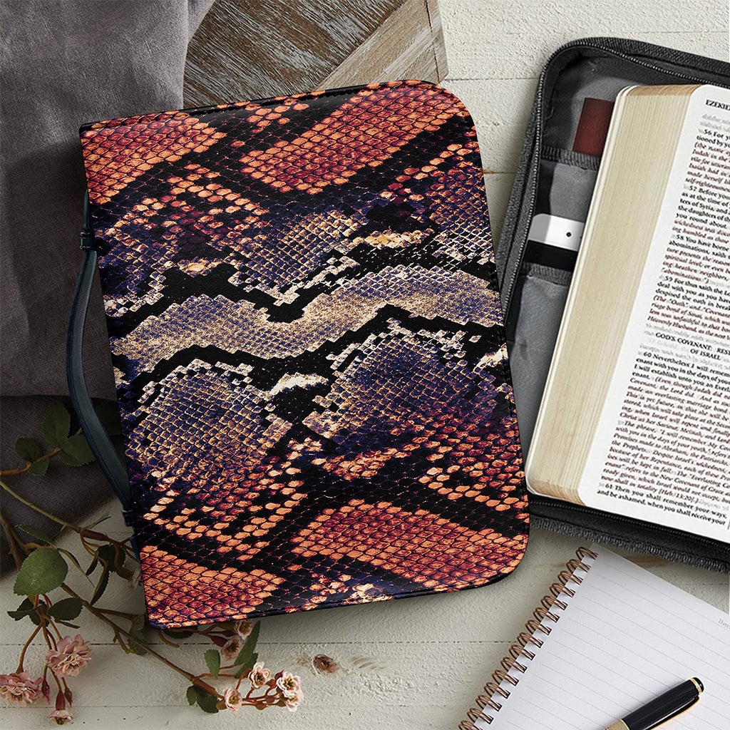 Blue And Red Snakeskin Print Leather Bible Cover
