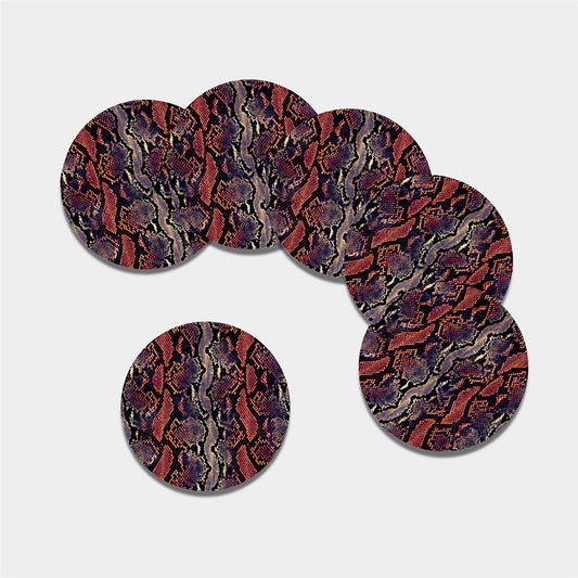 Blue And Red Snakeskin Print Leather Coaster Set