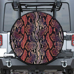 Blue And Red Snakeskin Print Leather Spare Tire Cover