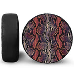 Blue And Red Snakeskin Print Leather Spare Tire Cover