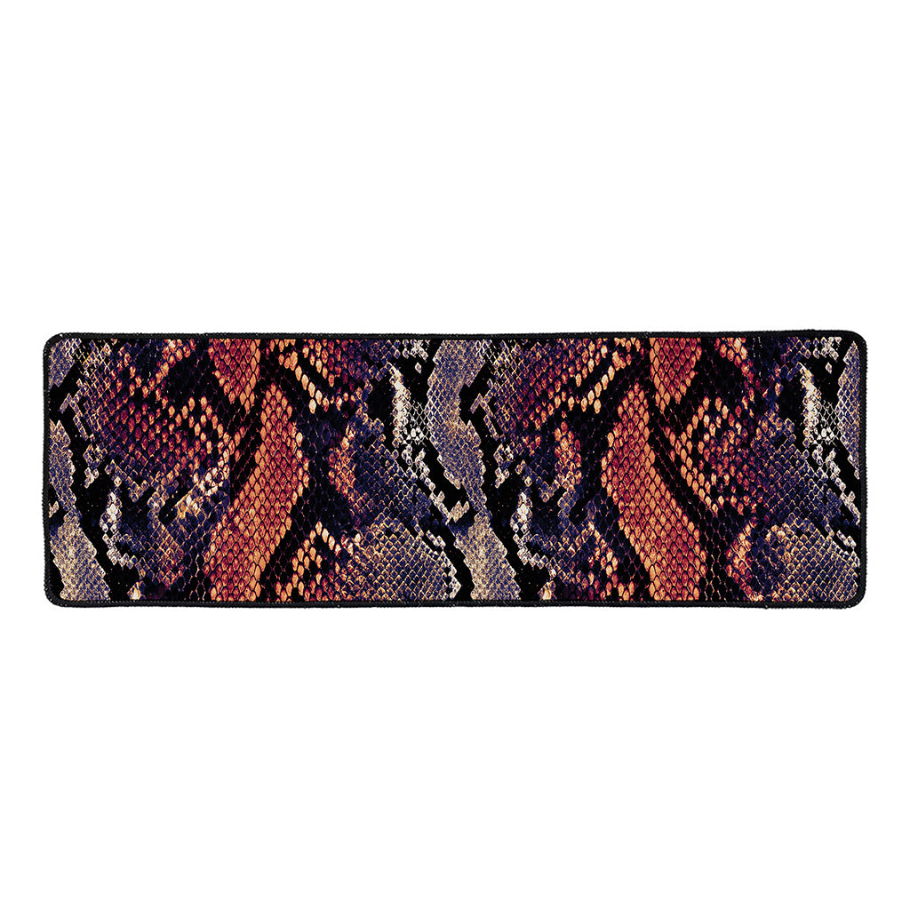 Blue And Red Snakeskin Print Long Kitchen Mat