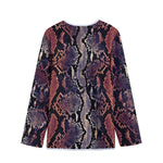 Blue And Red Snakeskin Print Long Sleeve Short Coat