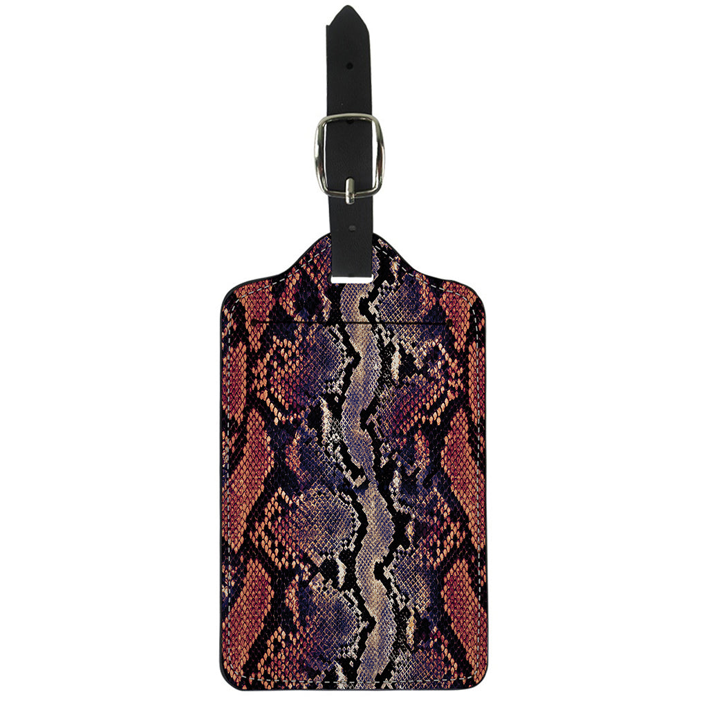 Blue And Red Snakeskin Print Luggage Tag