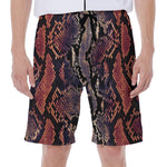 Blue And Red Snakeskin Print Men's Beach Shorts