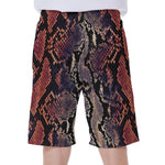 Blue And Red Snakeskin Print Men's Beach Shorts