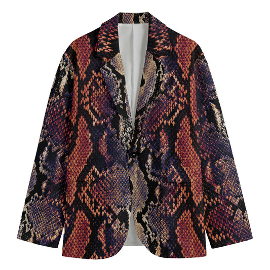 Blue And Red Snakeskin Print Men's Blazer