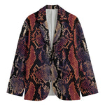 Blue And Red Snakeskin Print Men's Blazer