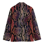 Blue And Red Snakeskin Print Men's Blazer
