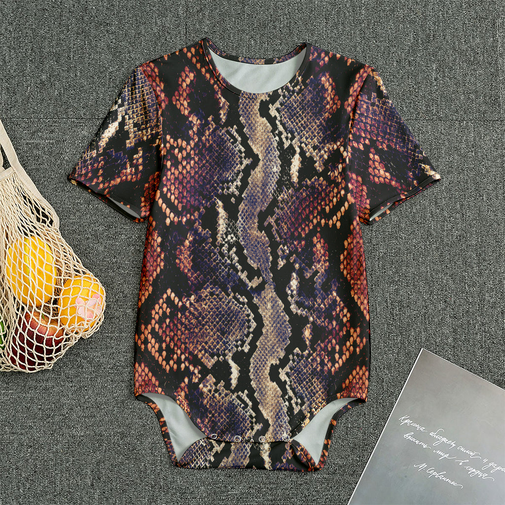 Blue And Red Snakeskin Print Men's Bodysuit