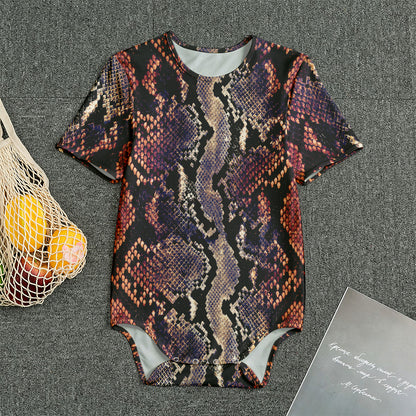 Blue And Red Snakeskin Print Men's Bodysuit