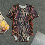 Blue And Red Snakeskin Print Men's Bodysuit