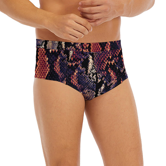Blue And Red Snakeskin Print Men's Briefs