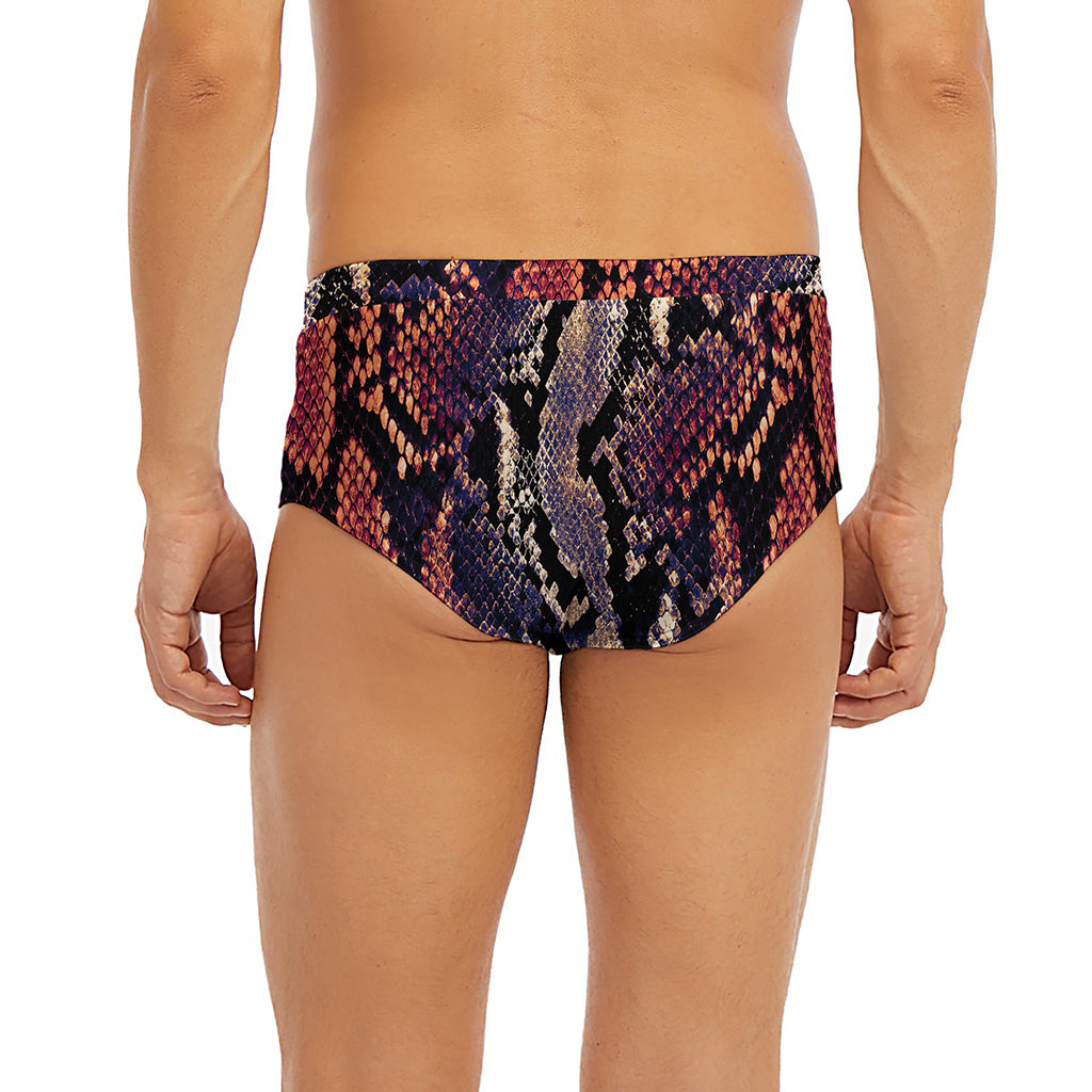 Blue And Red Snakeskin Print Men's Briefs