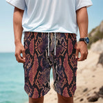 Blue And Red Snakeskin Print Men's Cargo Shorts