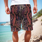 Blue And Red Snakeskin Print Men's Cargo Shorts