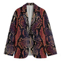 Blue And Red Snakeskin Print Men's Cotton Blazer