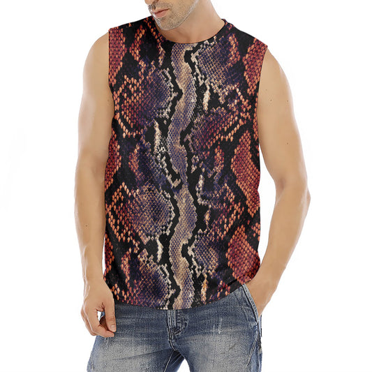 Blue And Red Snakeskin Print Men's Fitness Tank Top