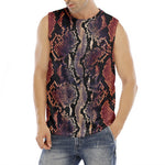 Blue And Red Snakeskin Print Men's Fitness Tank Top