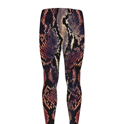 Blue And Red Snakeskin Print Men's leggings