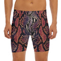 Blue And Red Snakeskin Print Men's Long Boxer Briefs