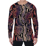 Blue And Red Snakeskin Print Men's Long Sleeve T-Shirt