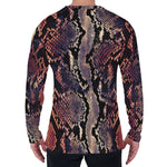 Blue And Red Snakeskin Print Men's Long Sleeve T-Shirt