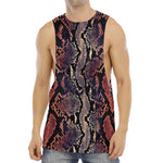 Blue And Red Snakeskin Print Men's Muscle Tank Top