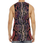 Blue And Red Snakeskin Print Men's Muscle Tank Top