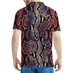 Blue And Red Snakeskin Print Men's Polo Shirt