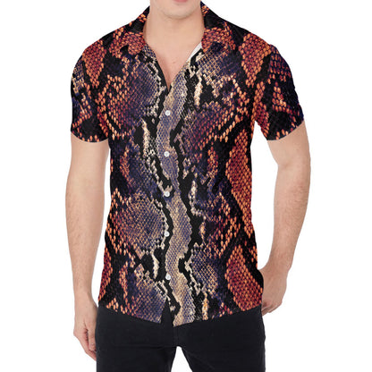 Blue And Red Snakeskin Print Men's Shirt