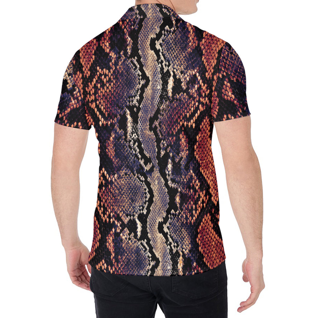 Blue And Red Snakeskin Print Men's Shirt