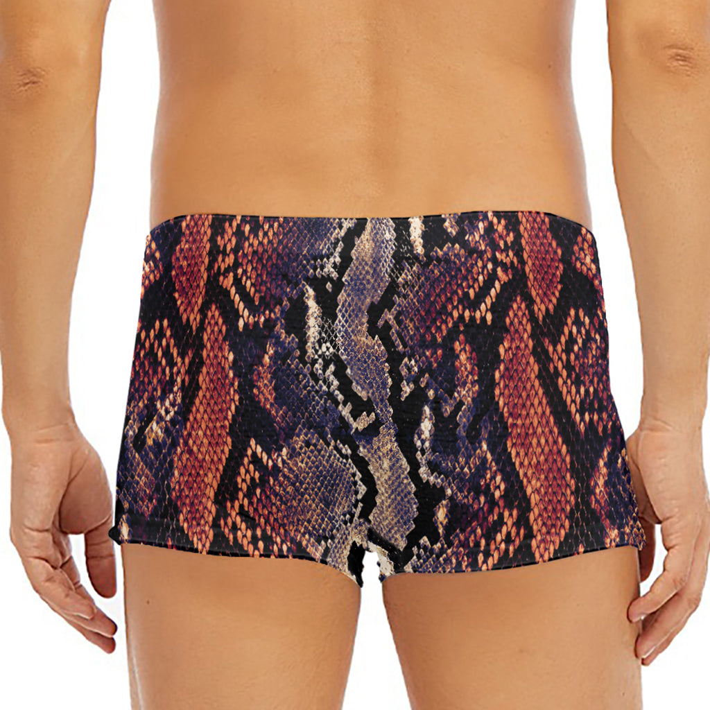 Blue And Red Snakeskin Print Men's Short Boxer Briefs