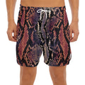 Blue And Red Snakeskin Print Men's Split Running Shorts