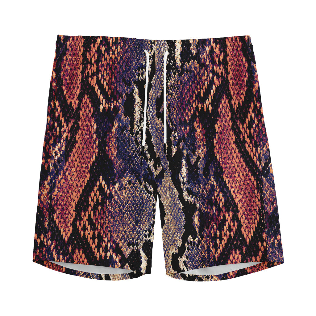 Blue And Red Snakeskin Print Men's Sports Shorts