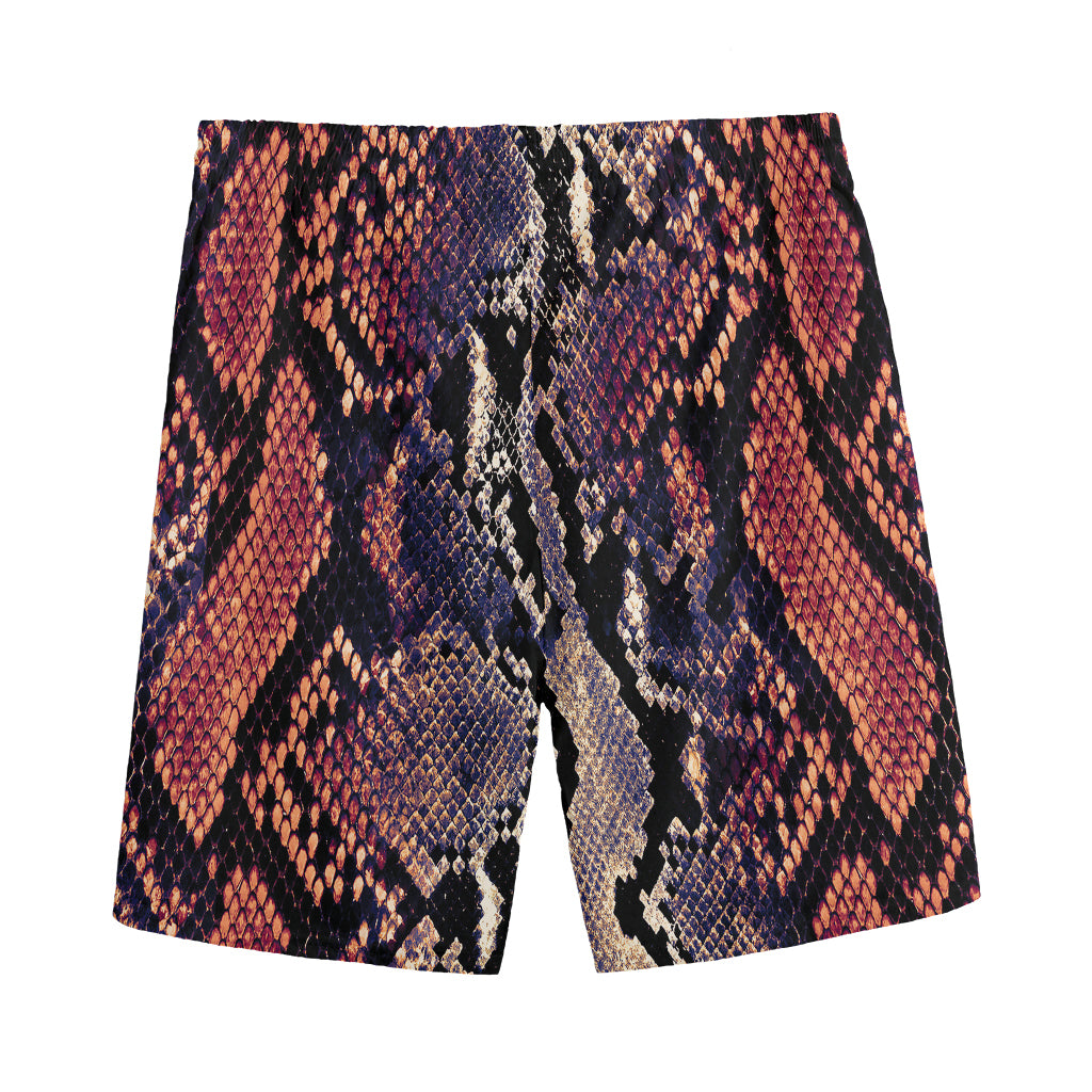 Blue And Red Snakeskin Print Men's Sports Shorts