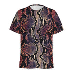 Blue And Red Snakeskin Print Men's Sports T-Shirt