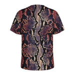 Blue And Red Snakeskin Print Men's Sports T-Shirt