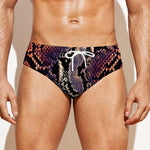 Blue And Red Snakeskin Print Men's Swim Briefs