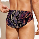 Blue And Red Snakeskin Print Men's Swim Briefs