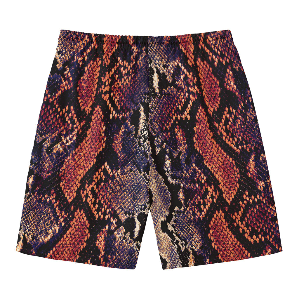 Blue And Red Snakeskin Print Men's Swim Trunks