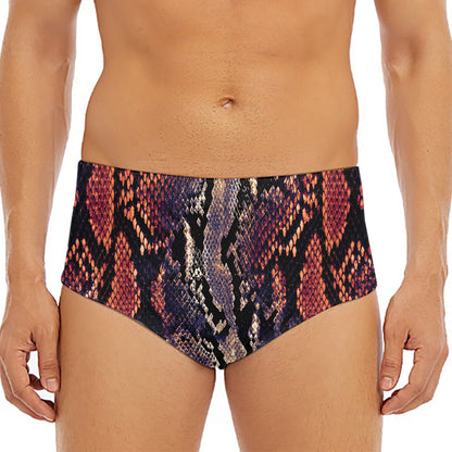 Blue And Red Snakeskin Print Men's Triangle Swim Briefs